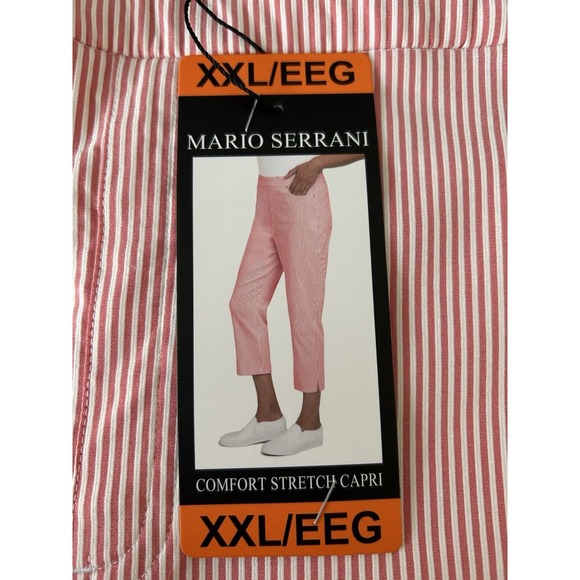 Mario Serrani Pants - Mario Serrani Women's Comfort Stretch Capri Pants, Dark Pink / Ivory, Size XXL